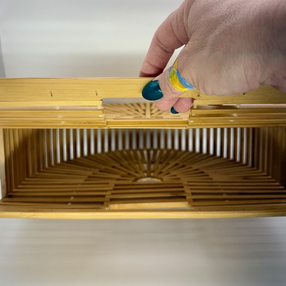 Vintage Cult Gaia Inspired Bamboo Arc Bag Handmade Purse Beach Summer Purse EUC - Picture 9 of 12